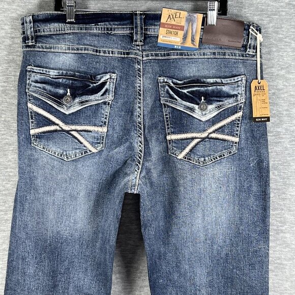 T.K Axel NWT Mens 38X32 Slim Boot Stretch Denim Jeans 5 Back Flap Pockets Rugged - Picture 5 of 10